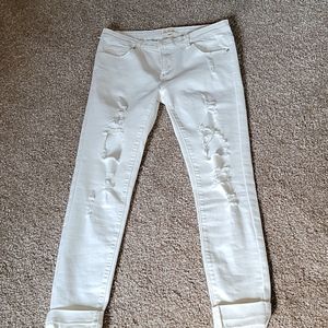 White Listicle "holey" pants